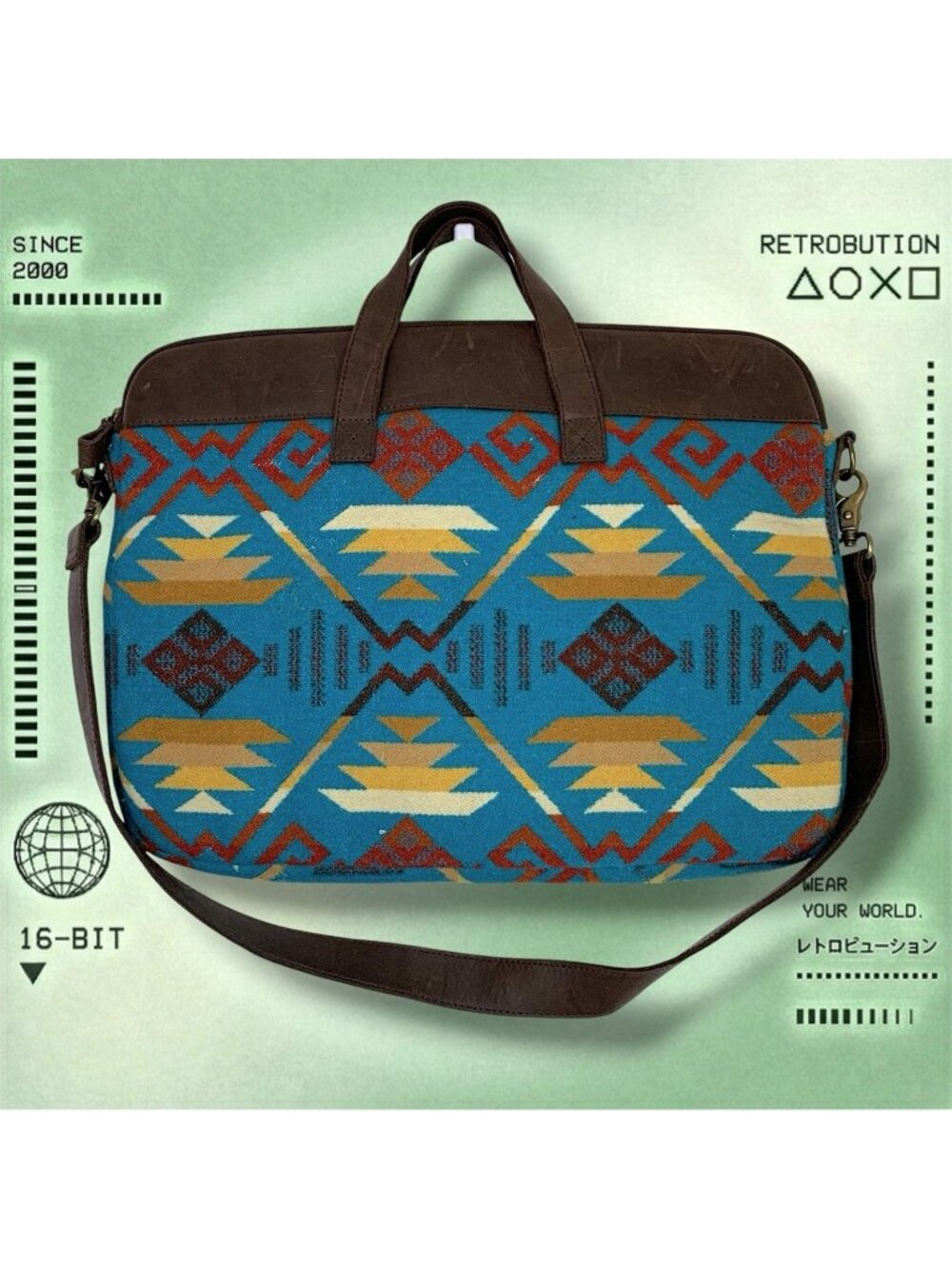 Pendleton Aztec Wool Laptop Bag Blue Large